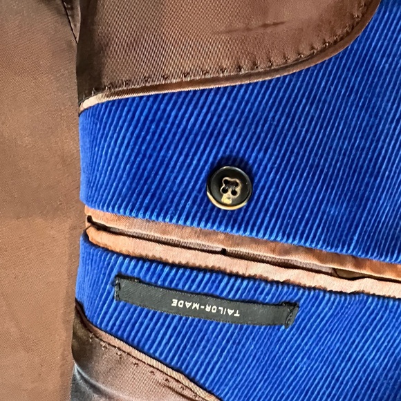 Scotch & Soda Single-Breasted Corduroy Blazer Cobalt Blue Brown Liner Sz XXL 54 - Picture 7 of 8